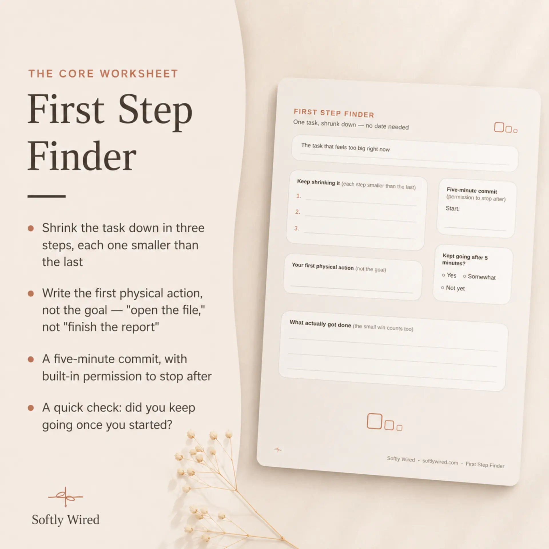 The First Step Finder core worksheet